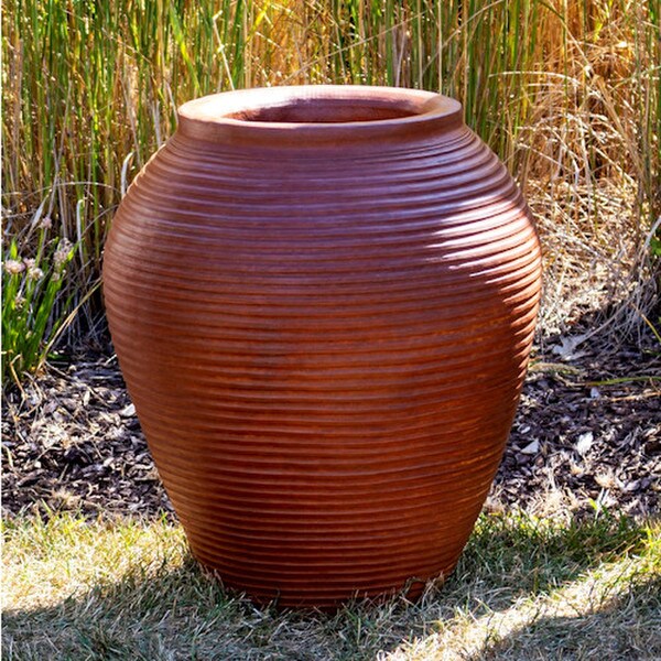 Large Garden Shimmering Ribbed Urn Garden Planter matching fountain